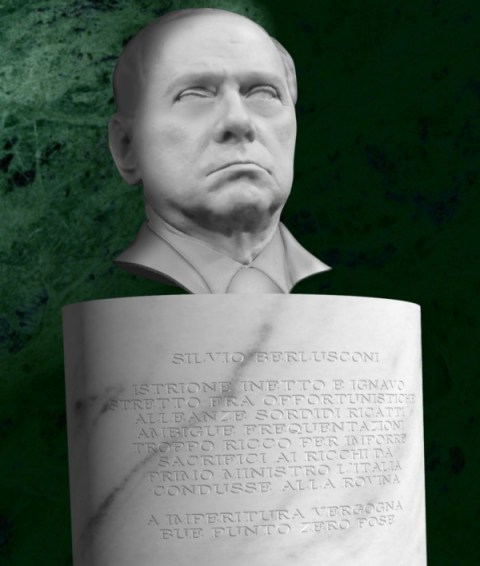 SILVIO BERLUSCONI ISTRIONE INETTO E IGNAVO STRETTO FRA OPPORTUNISTICHE ALLEANZE SORDIDI RICATTI AMBIGUE FREQUENTAZIONI TROPPO RICCO PER IMPORRE SACRIFICI AI RICCHI DA PRIMO MINISTRO L’ITALIA CONDUSSE ALLA ROVINA A IMPERITURA VERGOGNA BUE PUNTO ZERO POSE