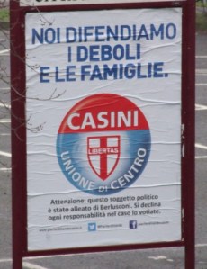Manifesto elettorale UDC Casini: difendiamo i deboli e le famiglie